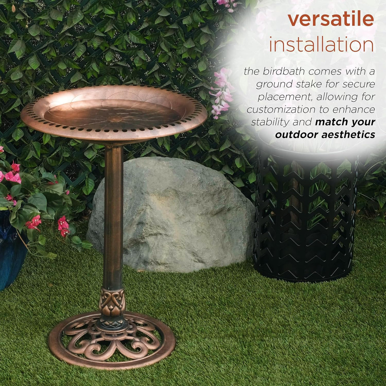 Alpine Corporation Outdoor Pedestal Birdbath - Bronze - liquidation.store
