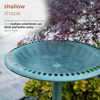 Alpine Corporation Outdoor Pedestal Birdbath - Green - liquidation.store