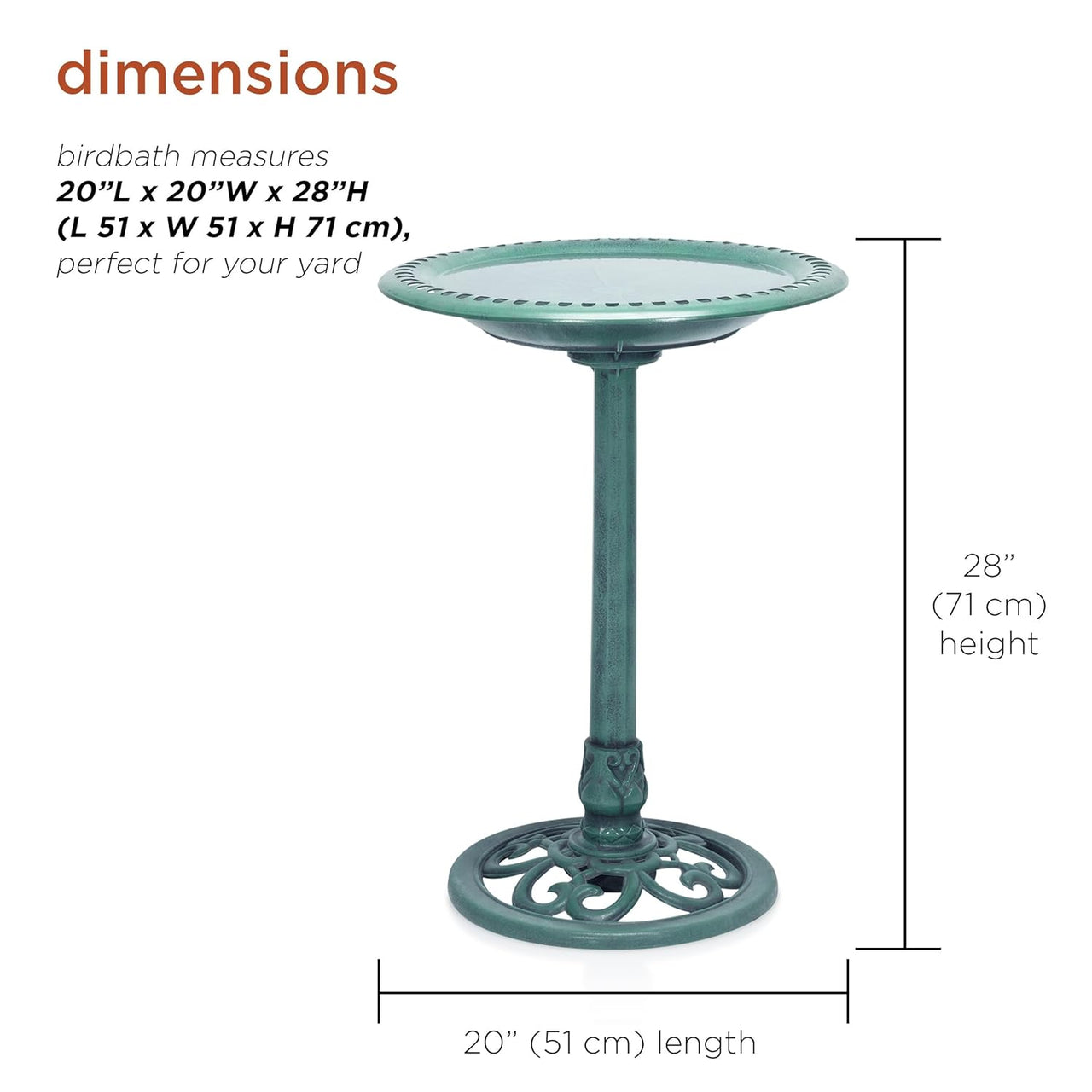 Alpine Corporation Outdoor Pedestal Birdbath - Green - liquidation.store