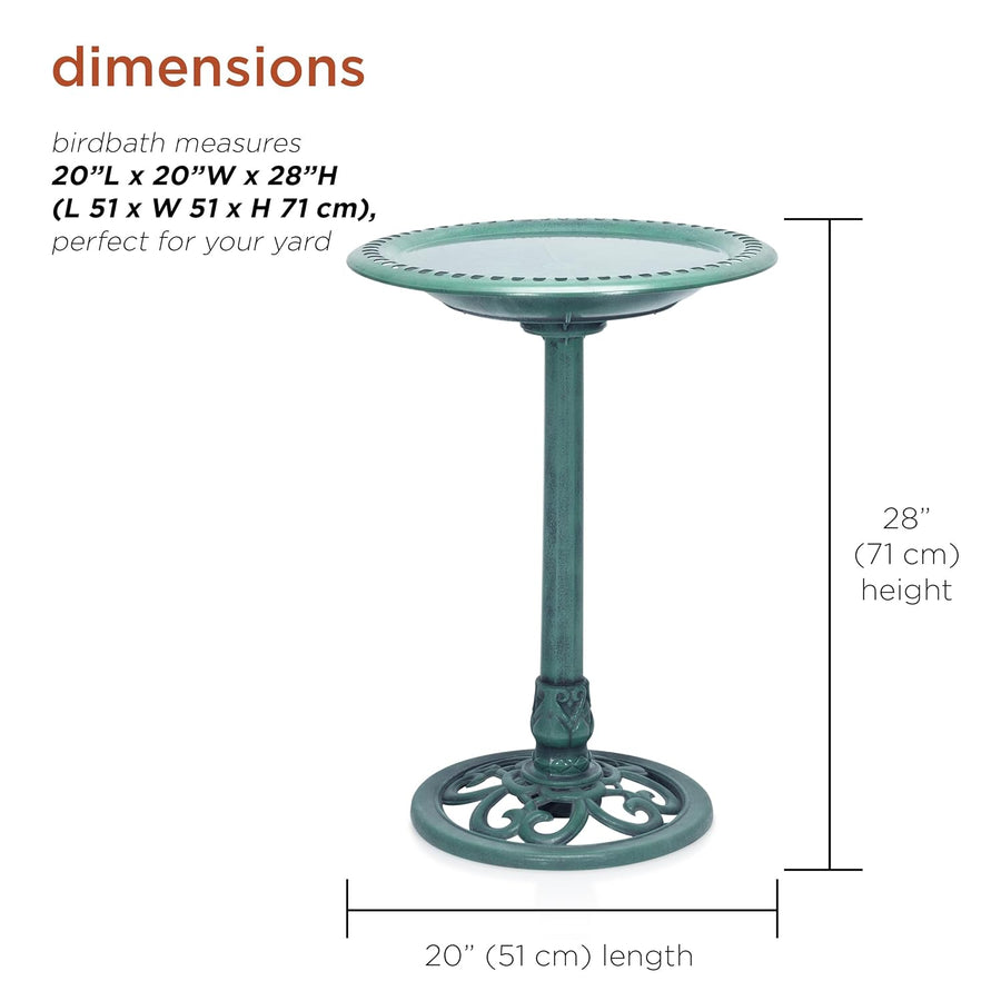 Alpine Corporation Outdoor Pedestal Birdbath - Green - liquidation.store