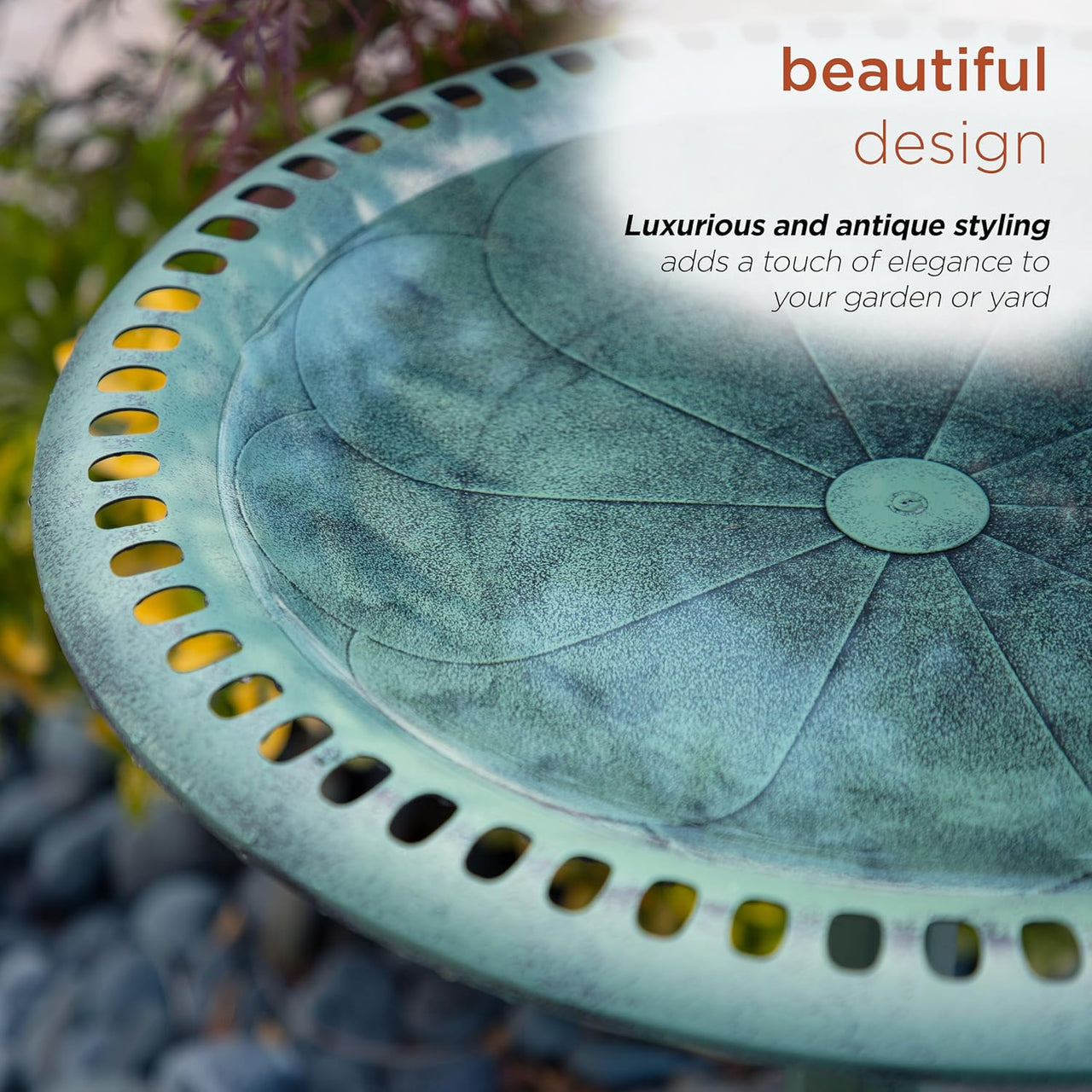 Alpine Corporation Outdoor Pedestal Birdbath - Green - liquidation.store