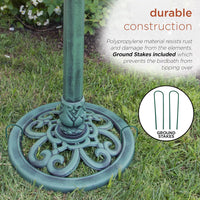 Alpine Corporation Outdoor Pedestal Birdbath - Green - liquidation.store