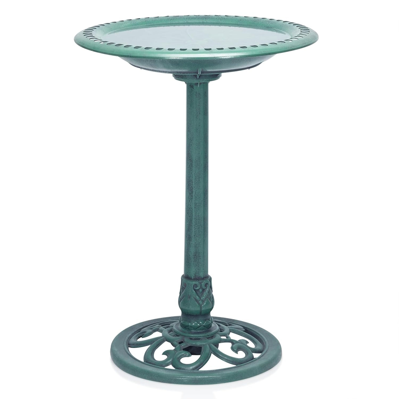 Alpine Corporation Outdoor Pedestal Birdbath - Green - liquidation.store