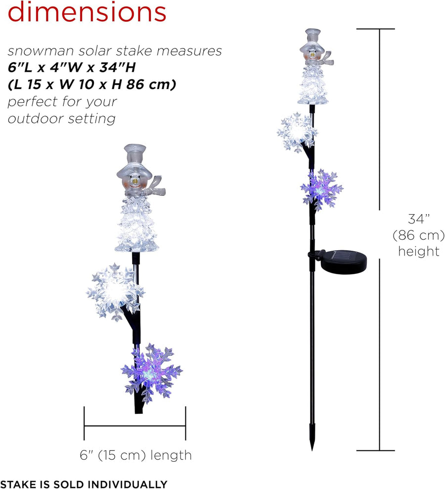 Alpine Corporation Snowman and Snowflakes Christmas Solar Powered Stake - liquidation.store