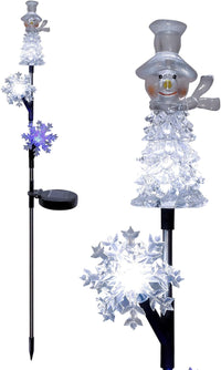 Thumbnail for Alpine Corporation Snowman and Snowflakes Christmas Solar Powered Stake - liquidation.store