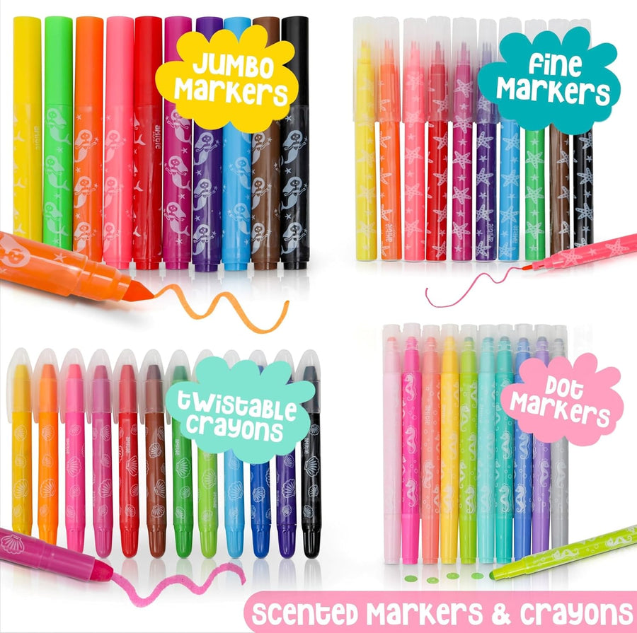 Amitié Lane Scented Markers With Mermaid Pencil Case - 6 - 9YRS - liquidation.store