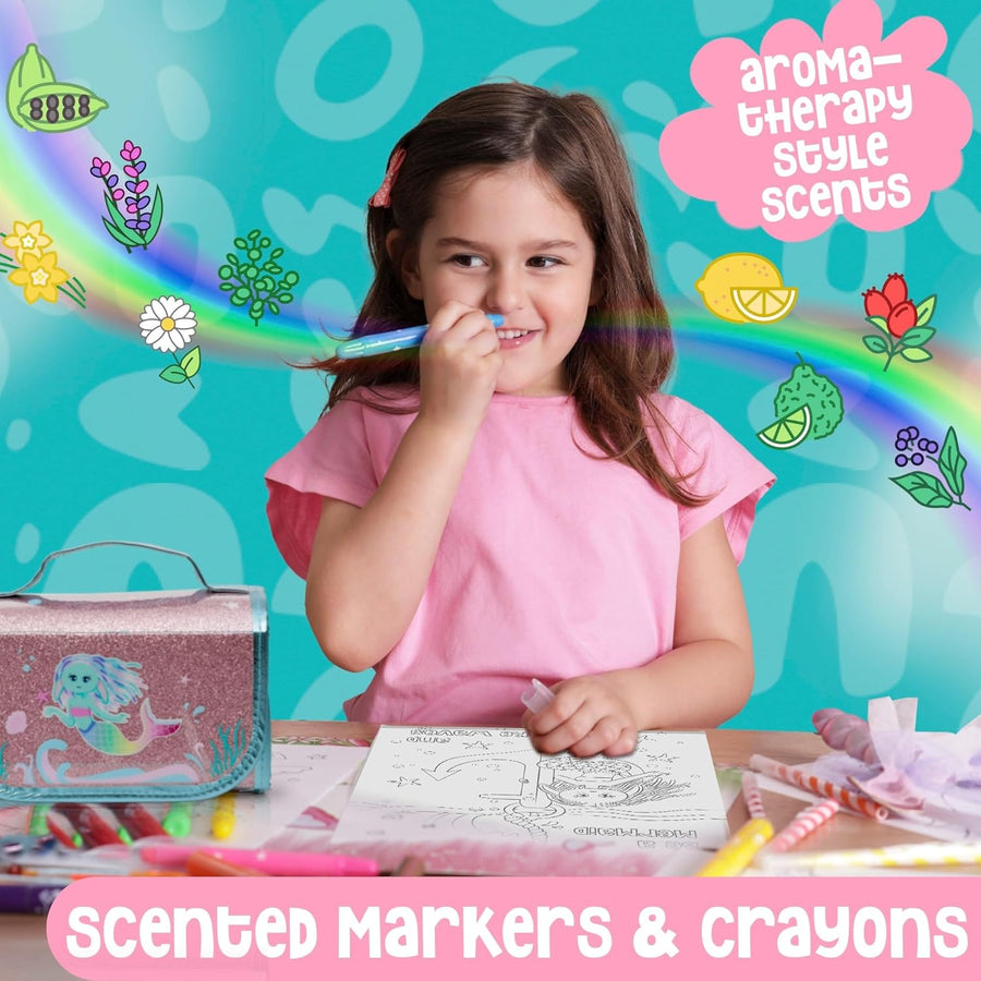 Amitié Lane Scented Markers With Mermaid Pencil Case - 6 - 9YRS - liquidation.store