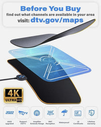 Amplified HD Digital TV Antenna - Full HDTV Range - liquidation.store
