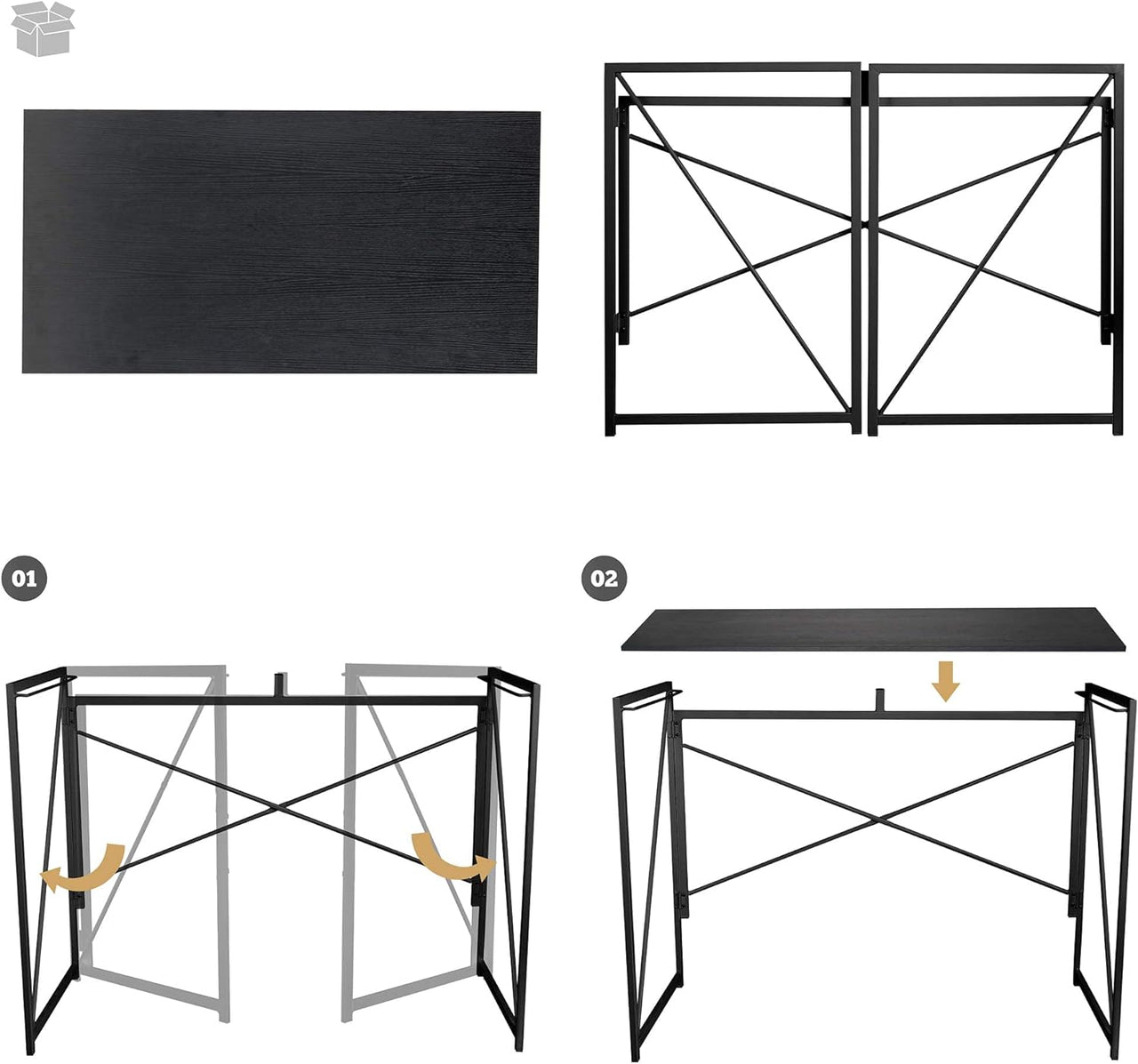 ANJI DEPOT Folding Table/ Desk (Black) - liquidation.store