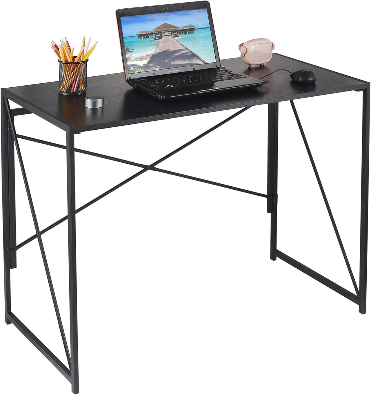 ANJI DEPOT Folding Table/ Desk (Black) - liquidation.store