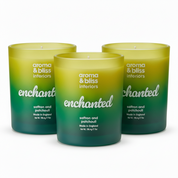 Aroma & Bliss Enchanted Candle - Saffron & Patchouli 198g - liquidation.store