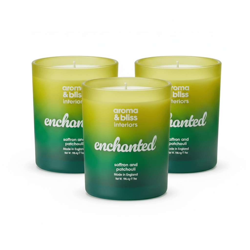 Aroma & Bliss Enchanted Soy Candle - Saffron & Patchouli 198g - liquidation.store