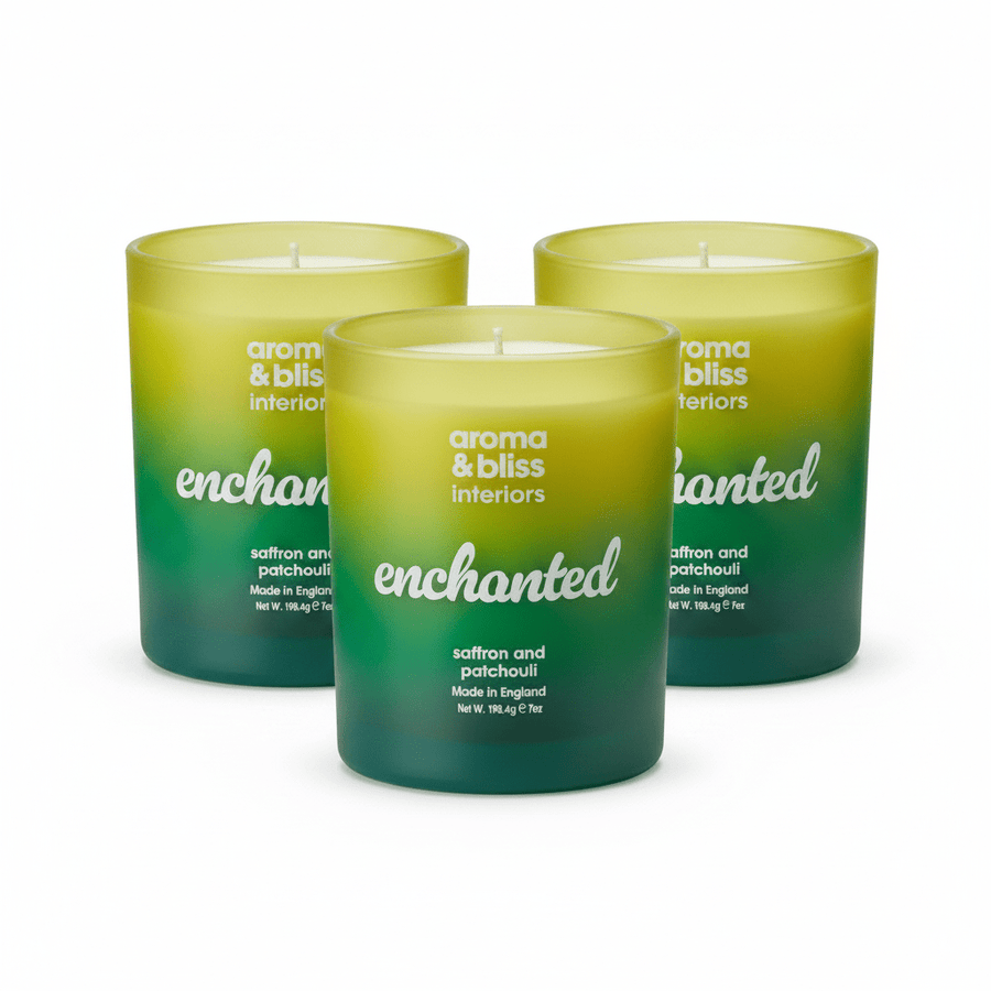 Aroma & Bliss Enchanted Soy Candle - Saffron & Patchouli 198g - liquidation.store
