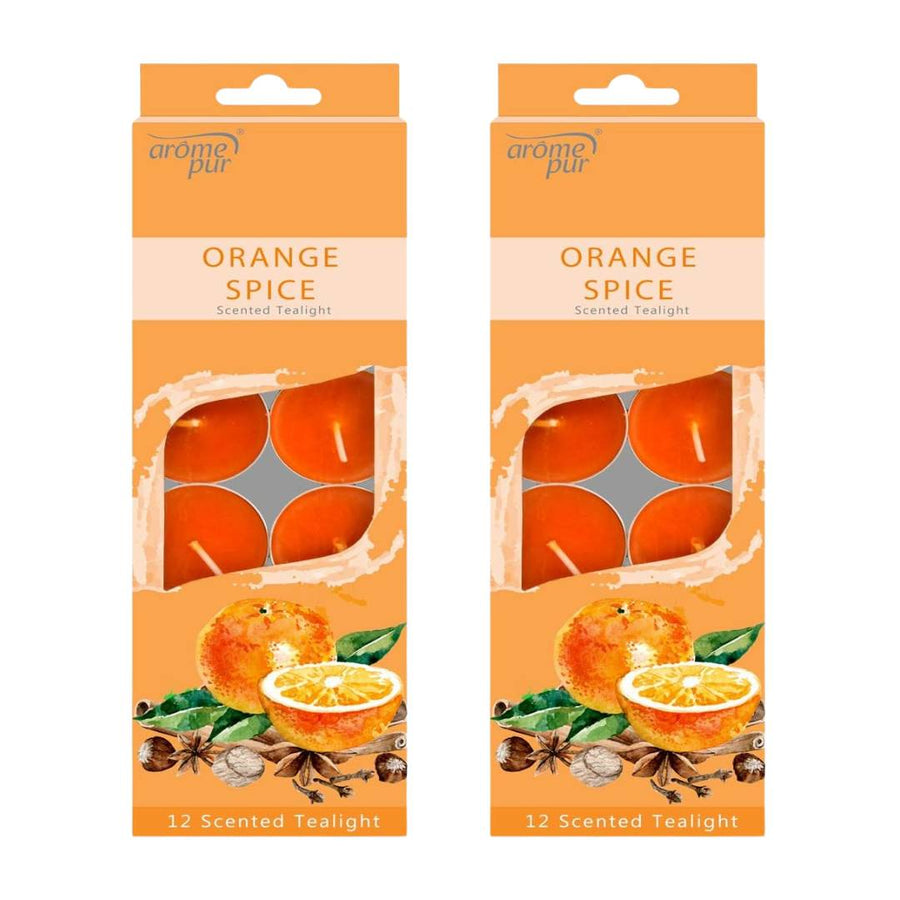 AROME PUR Orange Spice Scented Tealights - (24 Pack) - liquidation.store