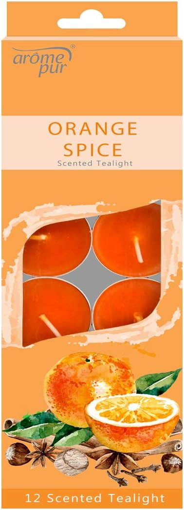 AROME PUR Orange Spice Scented Tealights - (24 Pack) - liquidation.store