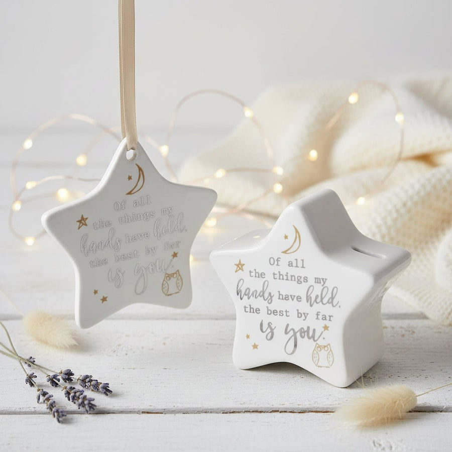 Arora Ceramic Star Money Box Gift Set - Off White - liquidation.store