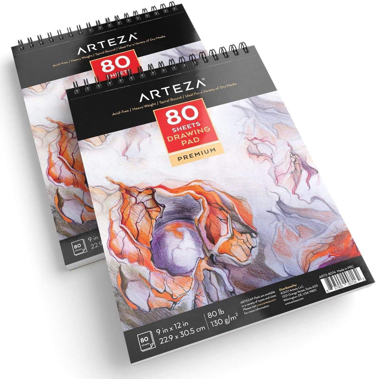 Arteza 22.9 x 30.5cm Drawing Pad - 2 Pack - liquidation.store