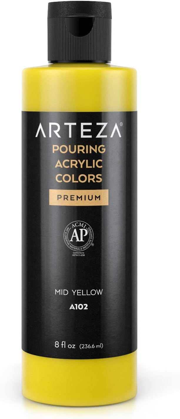 Arteza Acrylic Pouring Paint - Mid Yellow (236ml) - liquidation.store