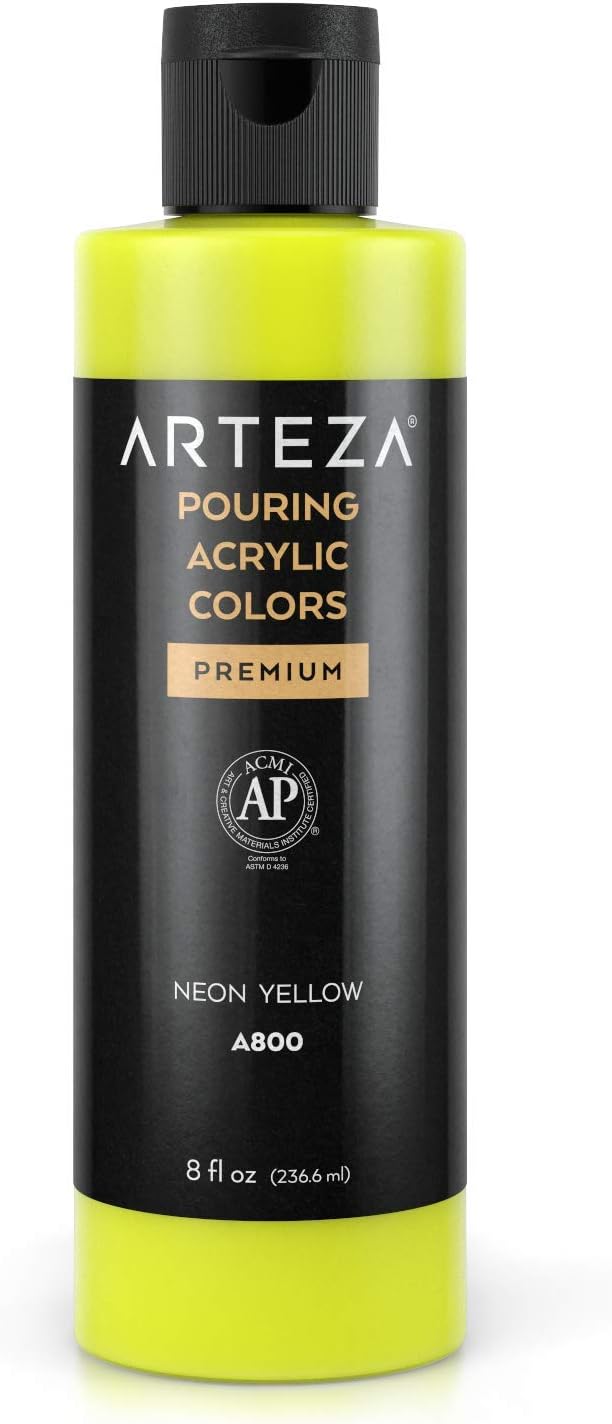 ARTEZA Acrylic Pouring Paint - Neon Yellow (236ml) - liquidation.store