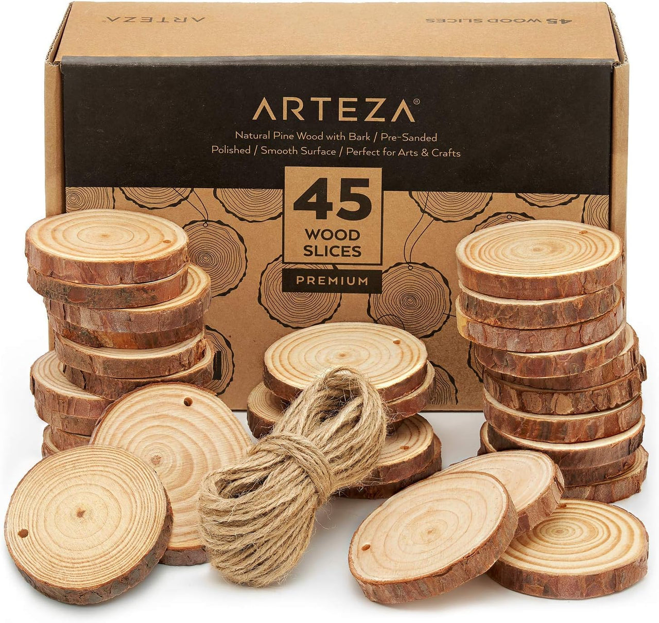 ARTEZA Art Wood Slices (45 Pieces) - liquidation.store