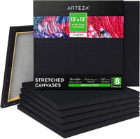 Thumbnail for Arteza Black Stretched Square Canvas - 30x30cm (Pack of 8) - liquidation.store