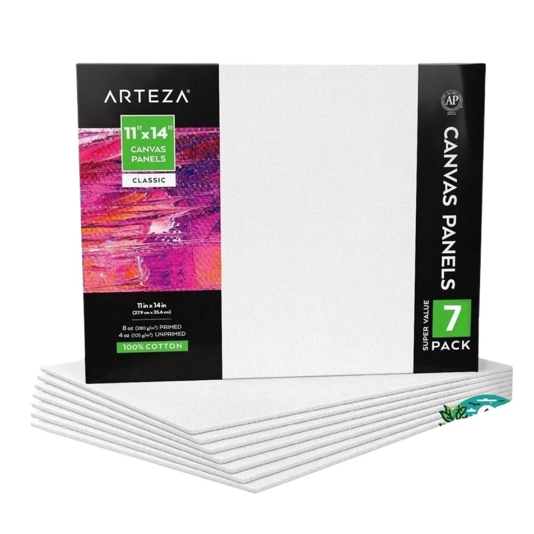 ARTEZA Blank Canvas for Painting - 11x14inch (27.9 cm x 35.6) - 7 Pack Pre - Primed - liquidation.store