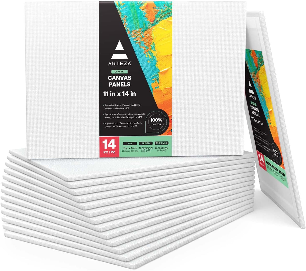 Arteza Canvas Board - Pack of 14 (27.9 x 35.6 cm) - liquidation.store