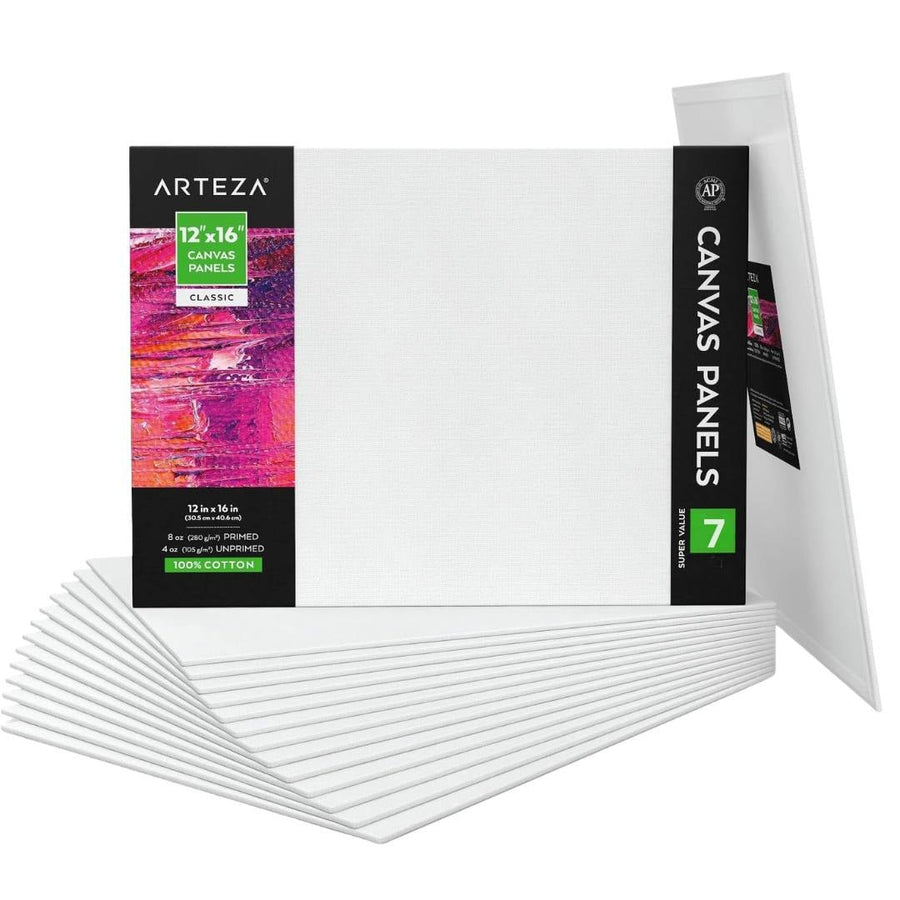Arteza Canvas Panels For Painting 12" x 16" (30.5 x 40.6cm) - 7 Pack - liquidation.store