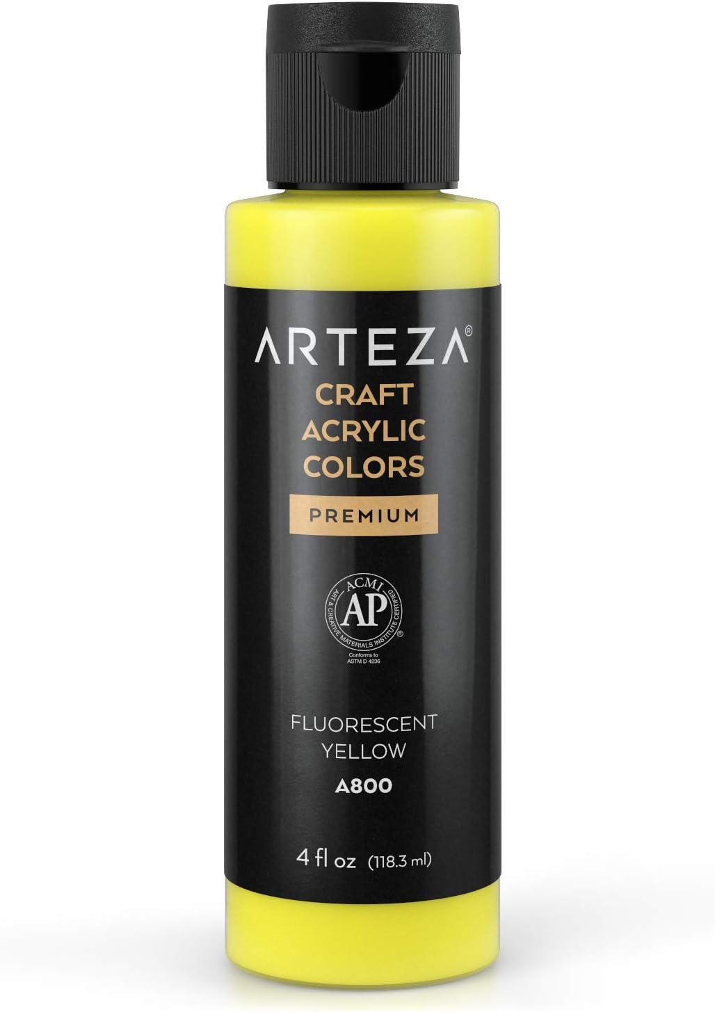 ARTEZA Craft Acrylic Paint - A800 Fluorescent Yellow (118ml) - liquidation.store