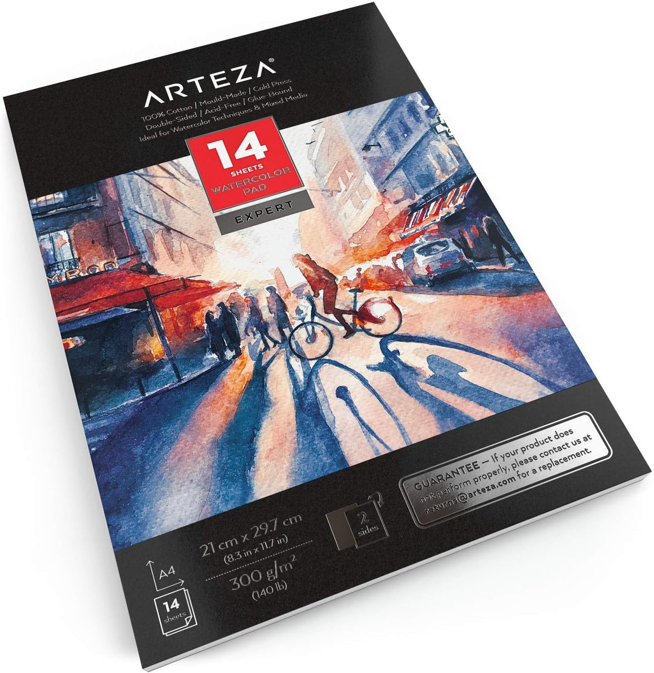 Arteza Double - Sided Watercolour Paper Pad A4, 14 Sheets, 300gsm - liquidation.store