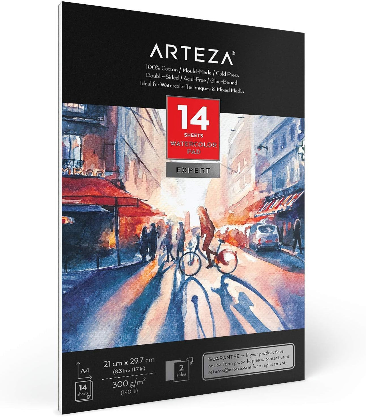 Arteza Double - Sided Watercolour Paper Pad A4, 14 Sheets, 300gsm - liquidation.store