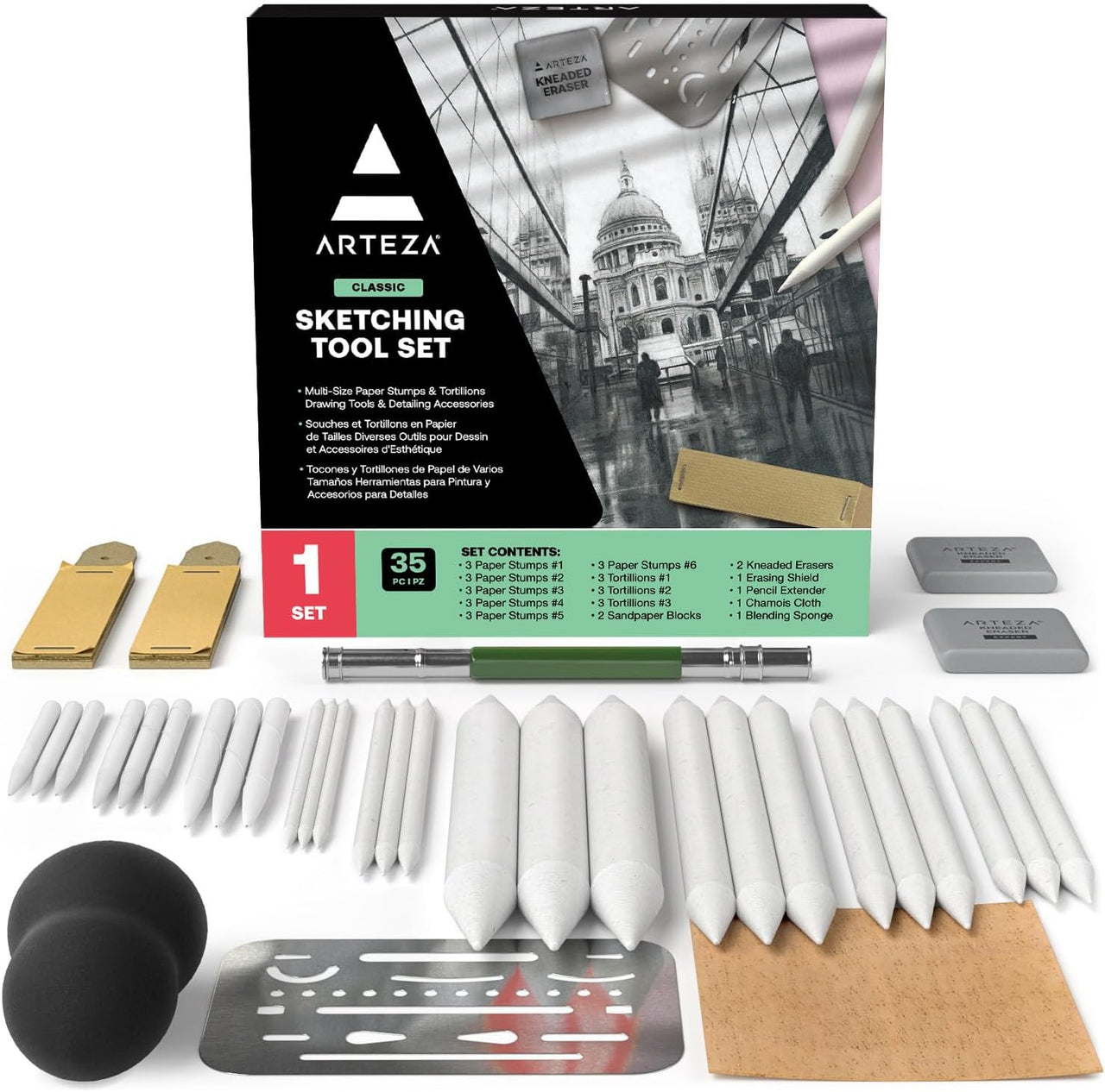 ARTEZA Drawing Kit for Adults, Set of 35 Sketching Tools & Detailing Accessories - liquidation.store