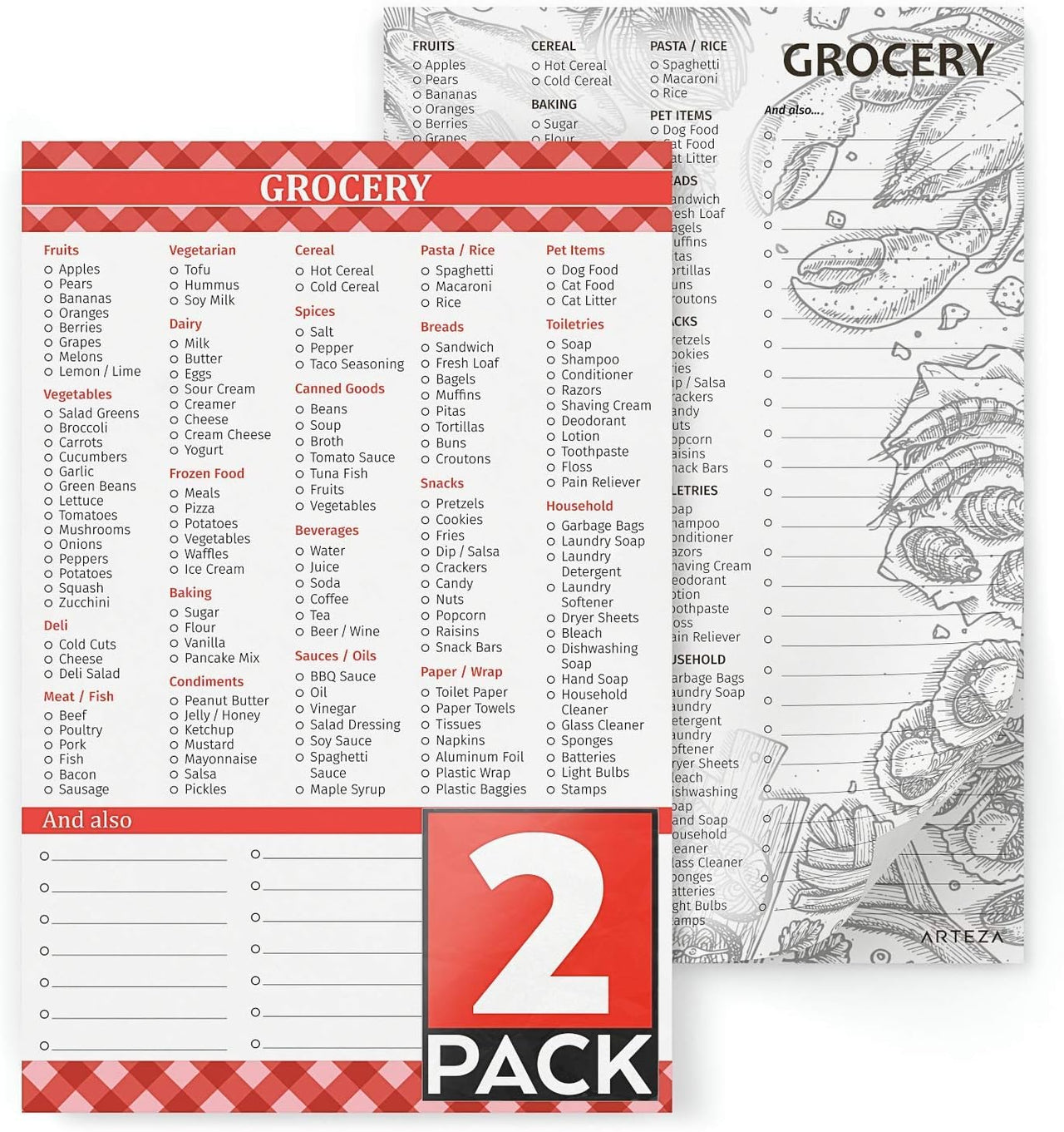 Arteza Grocery List Magnetic Notepad to Do List - Pack of 2 - liquidation.store