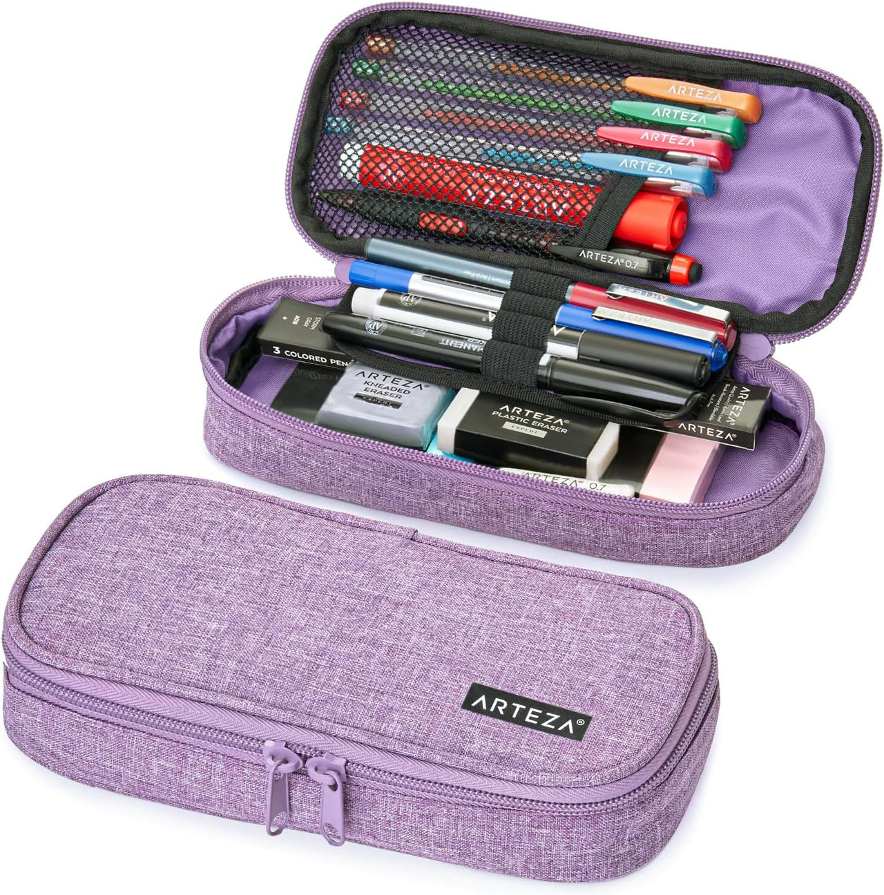 ARTEZA Lightweight Purple Pencil Case with Zip - liquidation.store