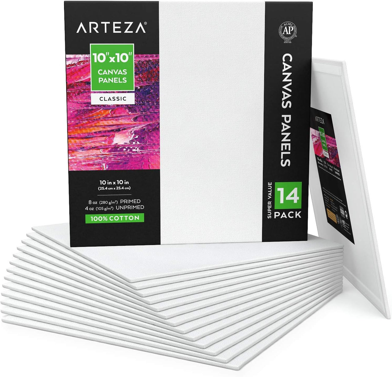 Arteza Paint Canvases 10x10 Inches - (Pack of 14) - liquidation.store