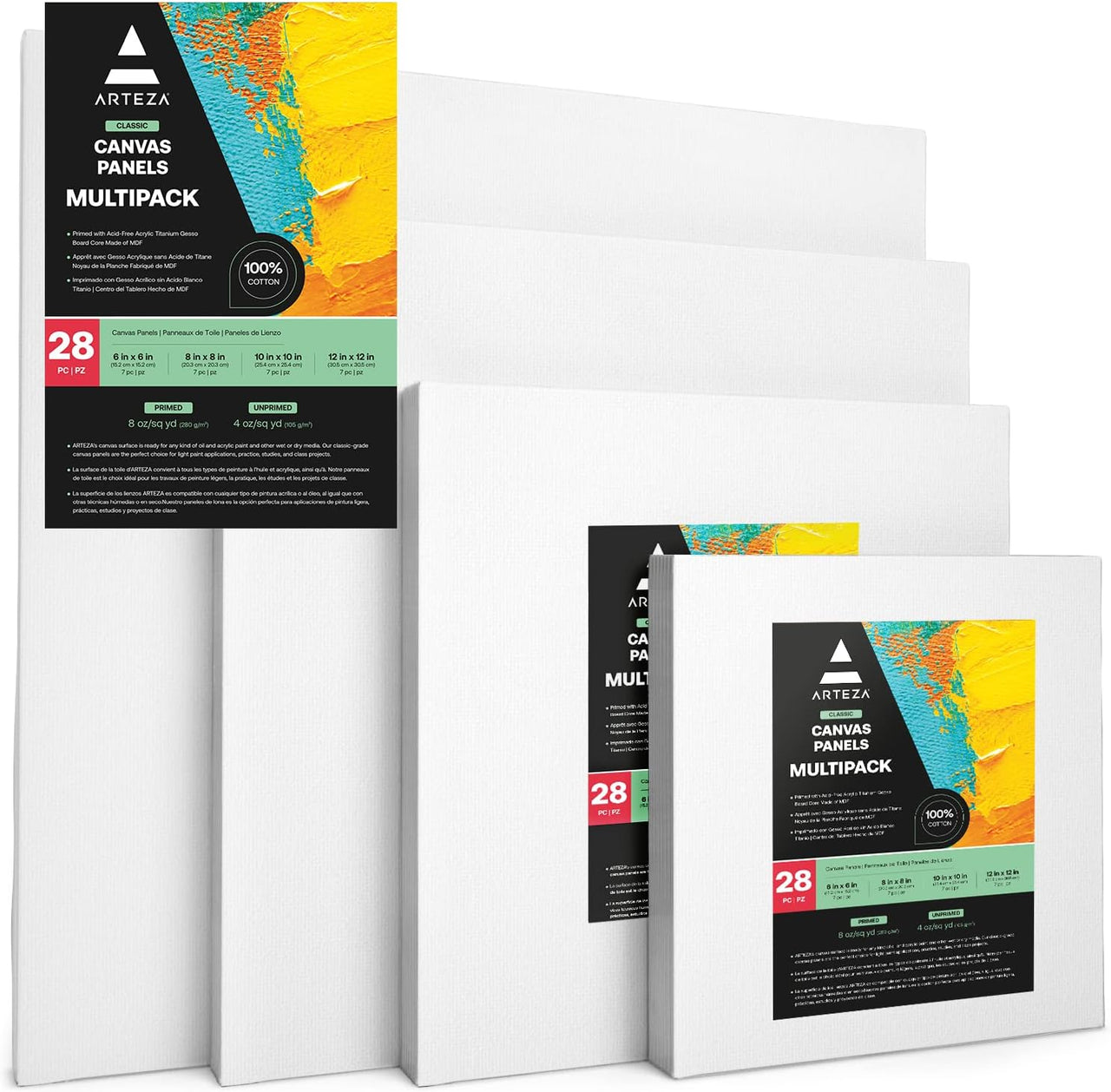 Arteza Painting Canvas Panels Multi Pack - 28 Pack - liquidation.store