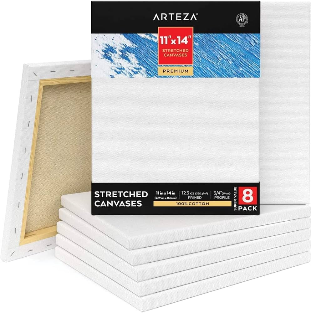 ARTEZA Stretched Canvas - 11'x14" (28x35.6cm) - 8 Pack - liquidation.store