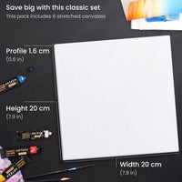 Thumbnail for Arteza Stretched Square Canvas - 6 Pack 20cm x 20cm (7.9 x 7.9inch) - liquidation.store