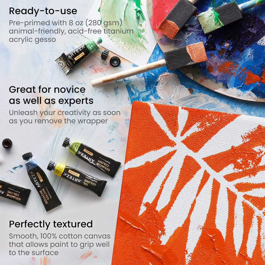 Arteza Stretched White Blank Canvas - 60x91cm (24x36") - 2 Pack - liquidation.store