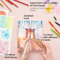 Thumbnail for Arteza Watercolor Drawing Art Set, Woodless Watercolour Pencils & Foldable Canvas Paper Bundle - liquidation.store