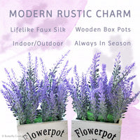 Thumbnail for Artificial Lavender Plants in Rustic Wooden Planters - Set of 2 - liquidation.store