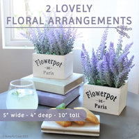 Thumbnail for Artificial Lavender Plants in Rustic Wooden Planters - Set of 2 - liquidation.store