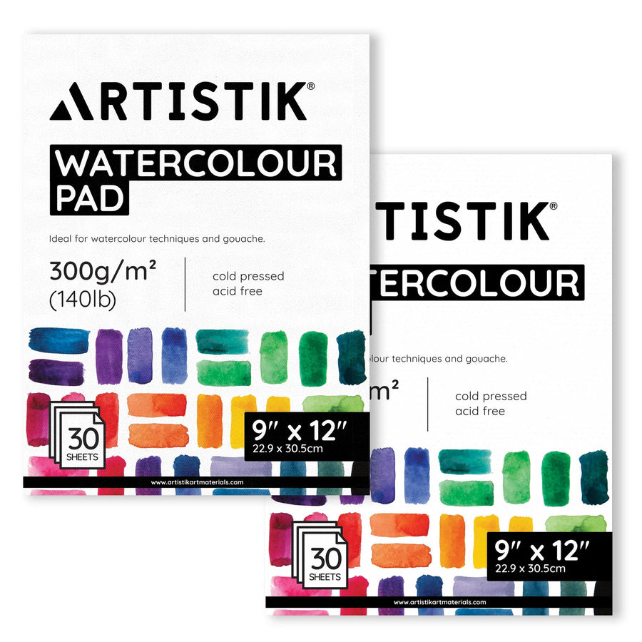 Artistik Watercolour Pad 12x9 Inch – Cold Pressed, Pack of 2 (60 Sheets) - liquidation.store