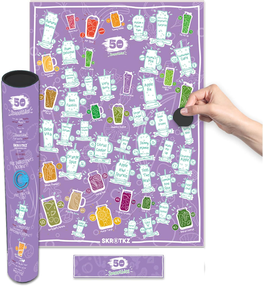 Atlad & Green 50 Smoothies to Make Scratch Off Poster - liquidation.store
