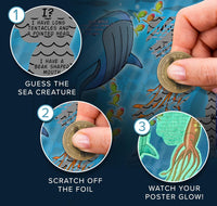 Thumbnail for Atlas & Green Glow in the Dark Ocean Scratch Poster for Kids - liquidation.store