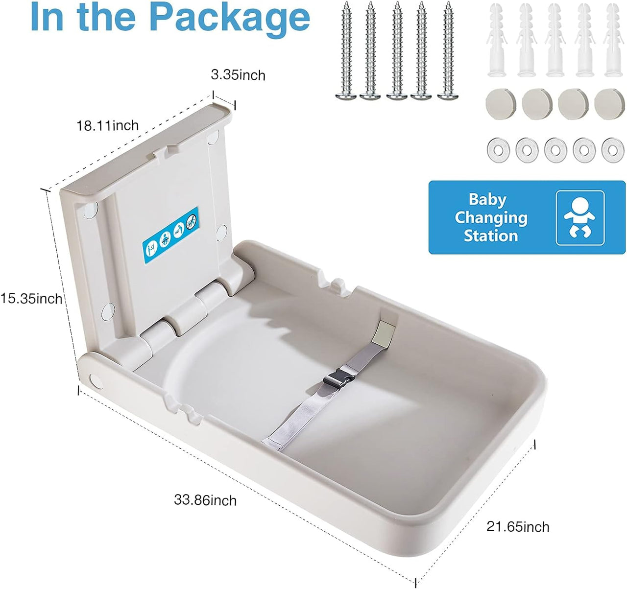 Baby Changing Station - Vertical Wall Mounted Changing Table - Commercial or Domestic - liquidation.store