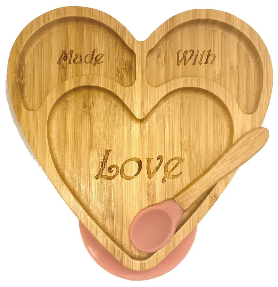 Baby & Toddler Heart Shaped Bamboo Suction Plate - liquidation.store