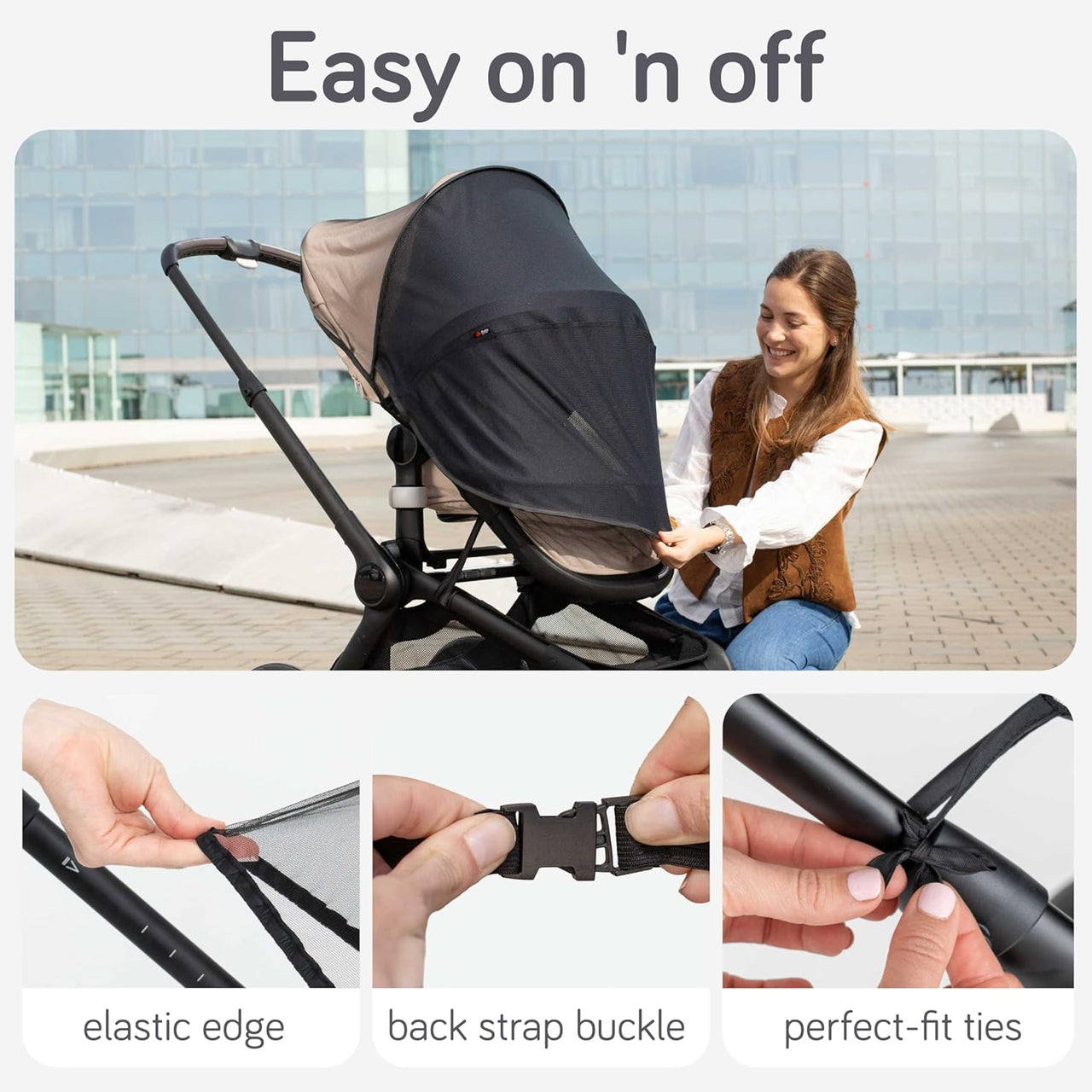 Baby Uma 2-in-1 Breathable Pram Sun Shade & Mosquito Net for Pram - UPF 50+ - liquidation.store