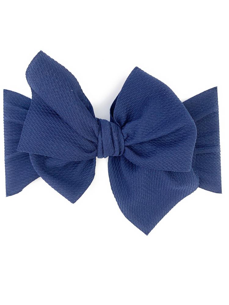 Baby Wisp - Giant Lana Bow Headband - Navy (0 - 18M) - liquidation.store