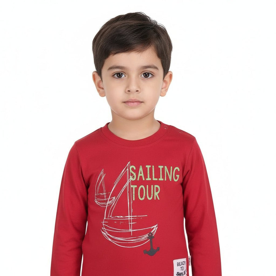 Babybol - Red Sailing Tour Kids Long Sleeve Top (Various Sizes) - liquidation.store